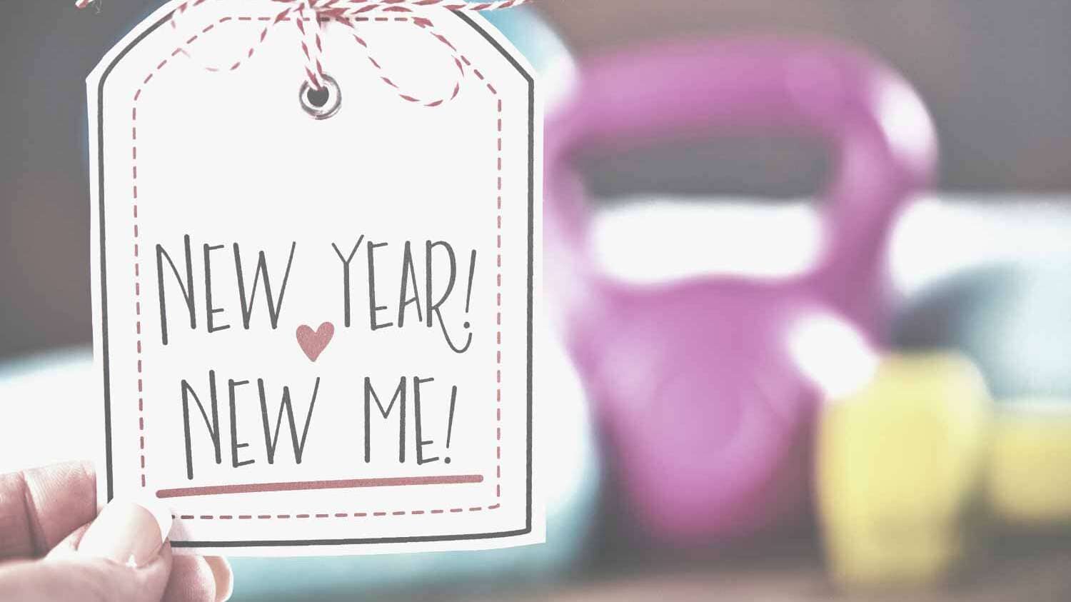 Geschenk-Anhänger mit Schrift: New Year, new me
